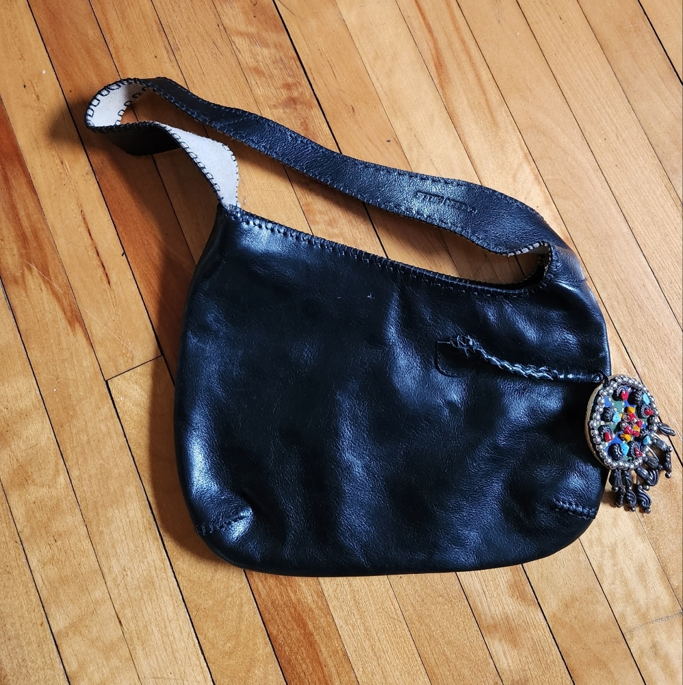 Green Hills leather over the shoulder purse